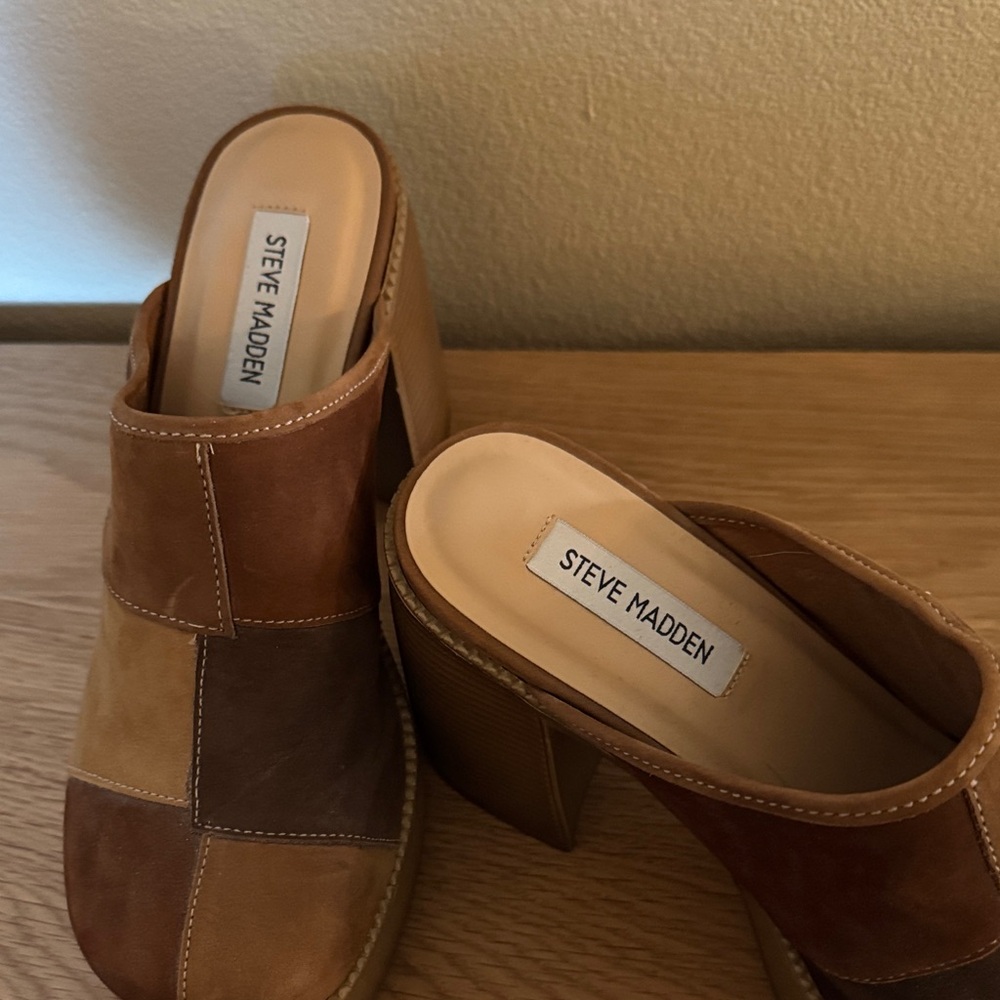 Steve Madden Multi-Brown Patchwork Platform Shoes - image 2